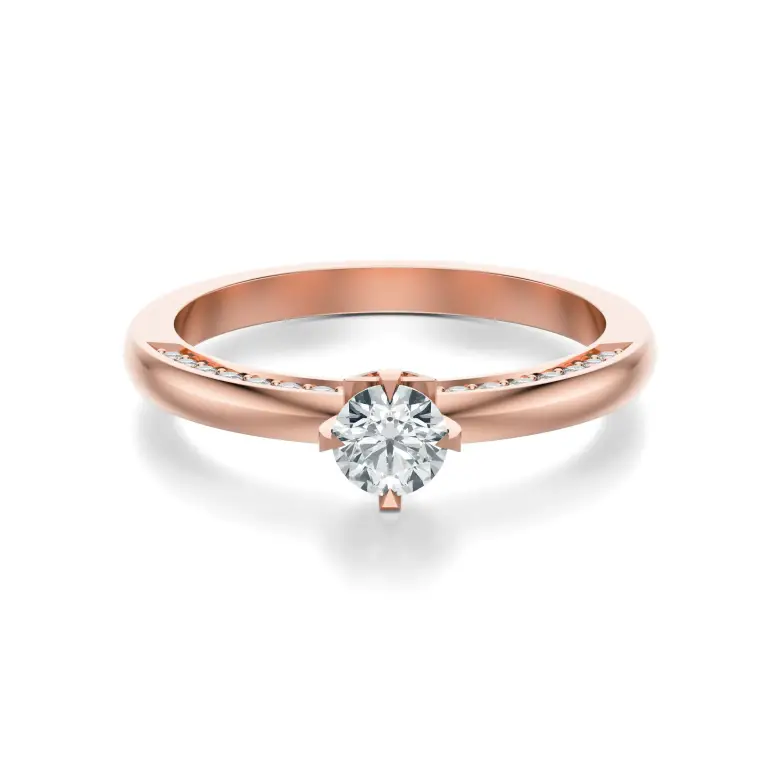 Pierścionek zaręczynowy różowe złoto